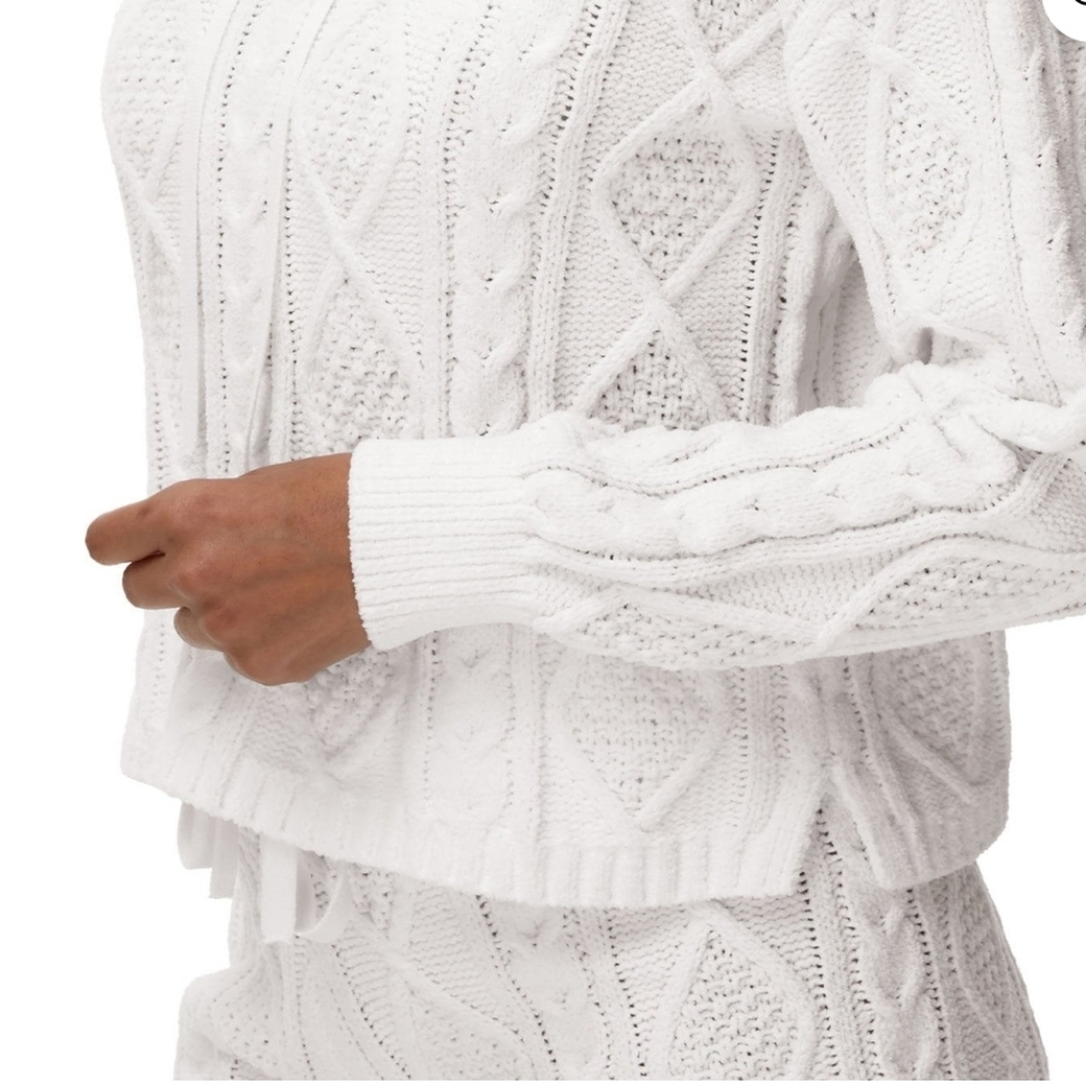 525 America Cable Knit Hoodie Sweater And Shorts Lounge Set - Cream - Picture 10 of 12